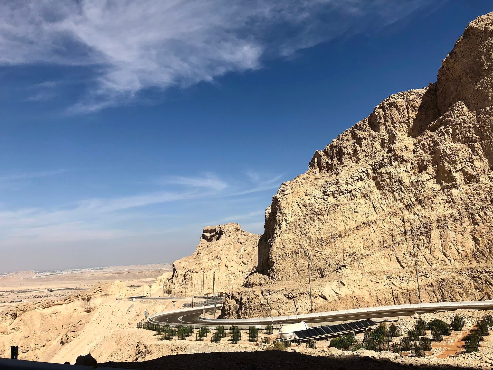 The mountain road at Jebel Hafit.