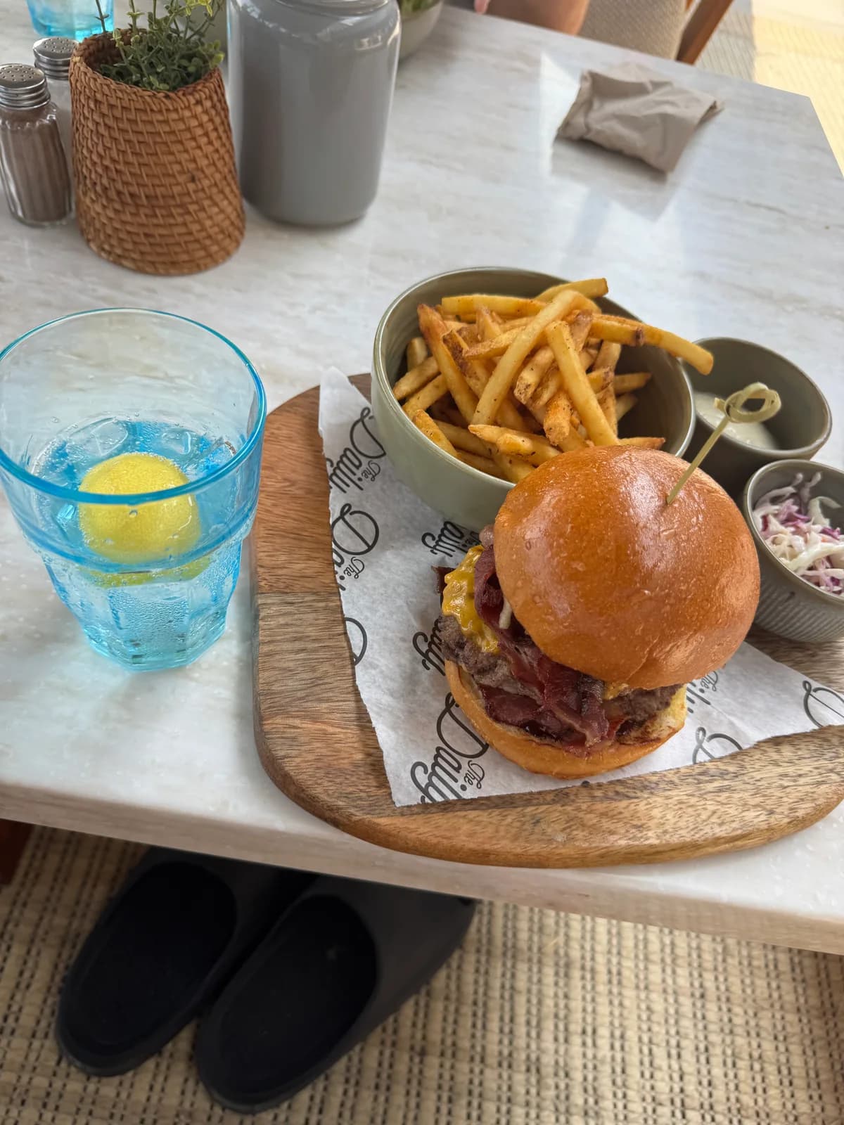 A burger and fries at The Daily by Rove.
