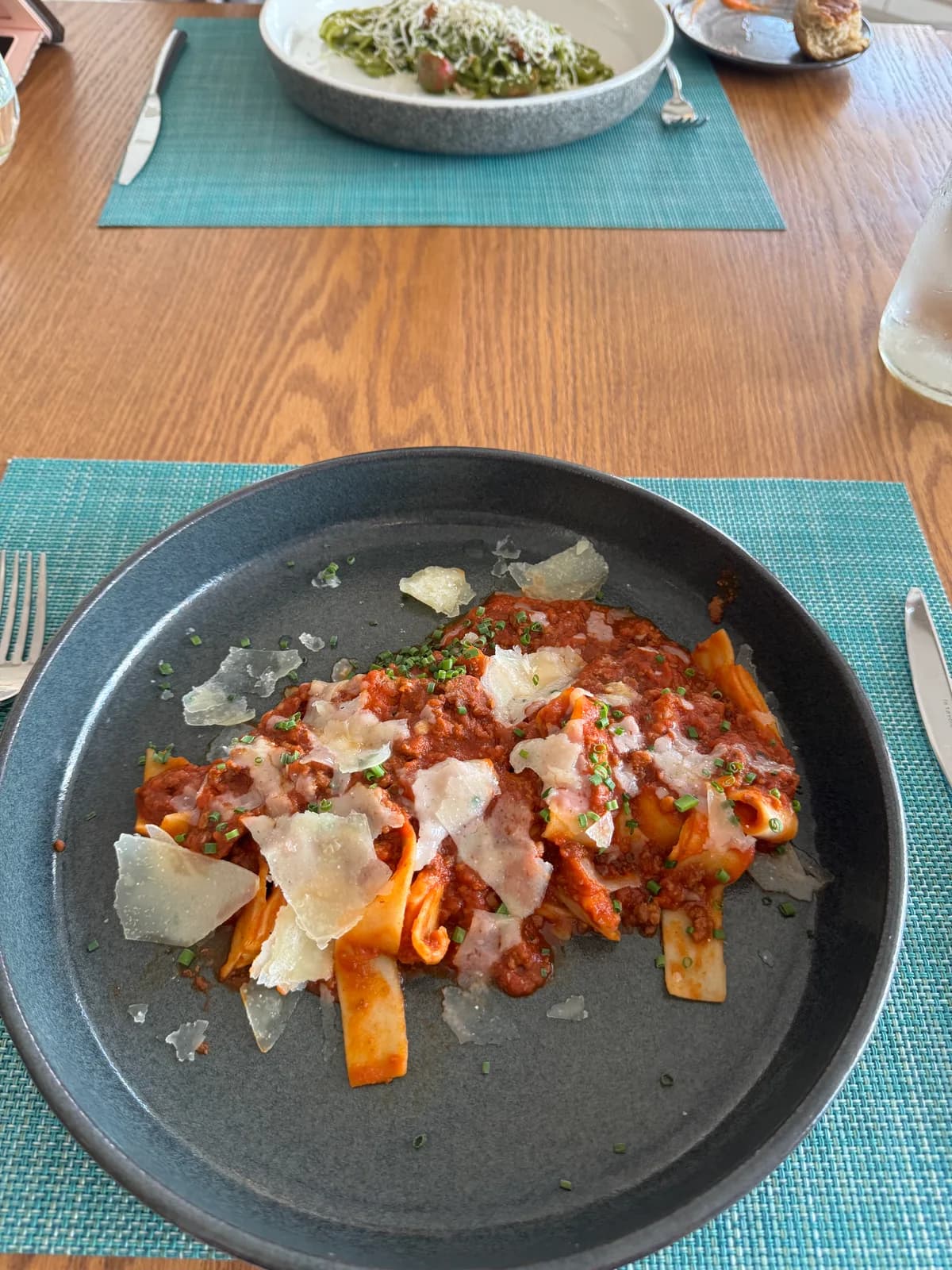 A pasta dish photographed during the same Waldorf Astoria lunch.