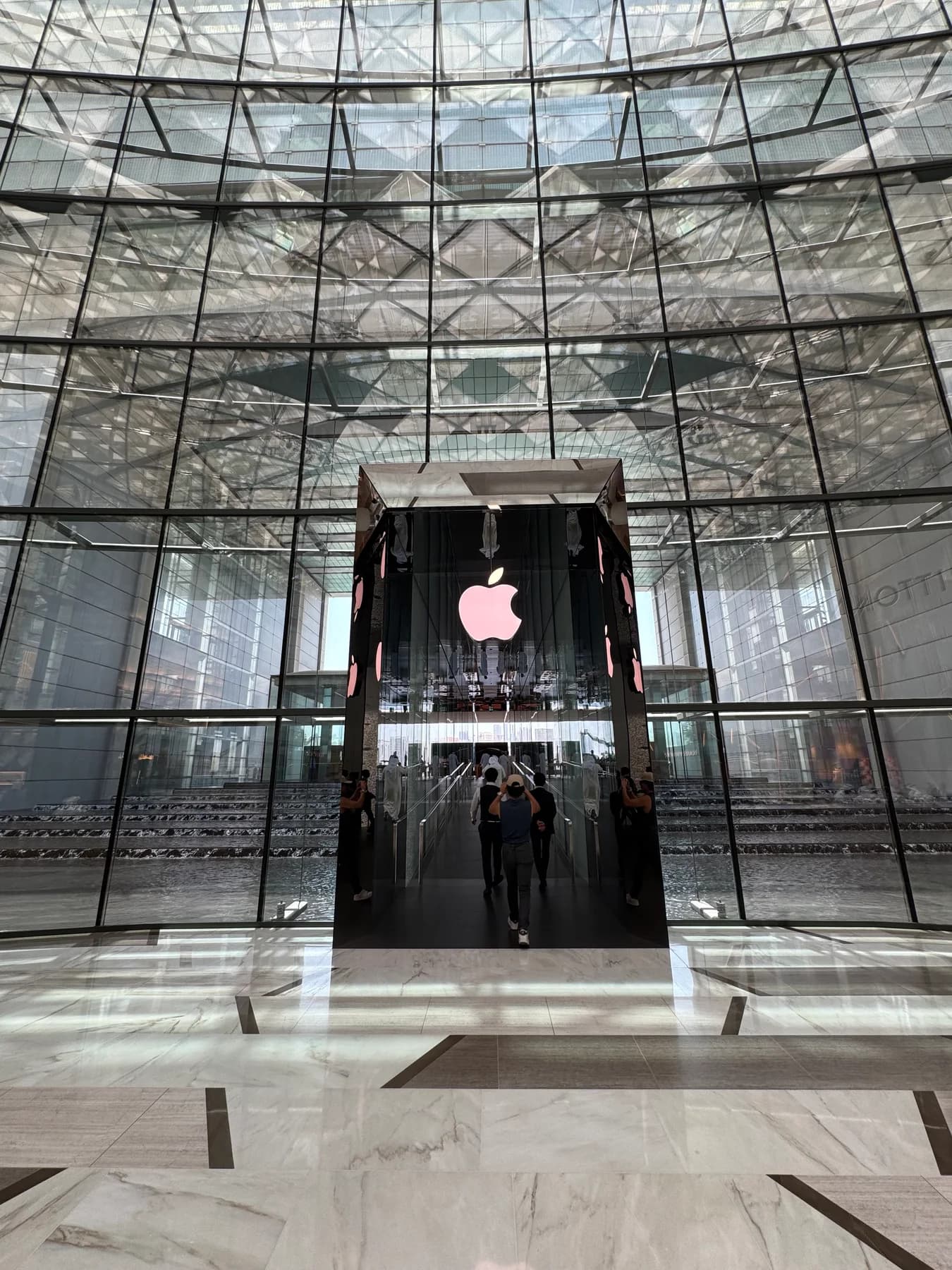 Glass Apple store entrance at The Galleria on Al Maryah Island